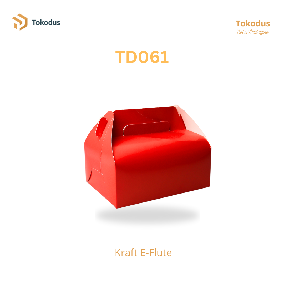 TD061 Kardus Box Gable 20x15x8 cm Warna Merah (Bisa Custom)