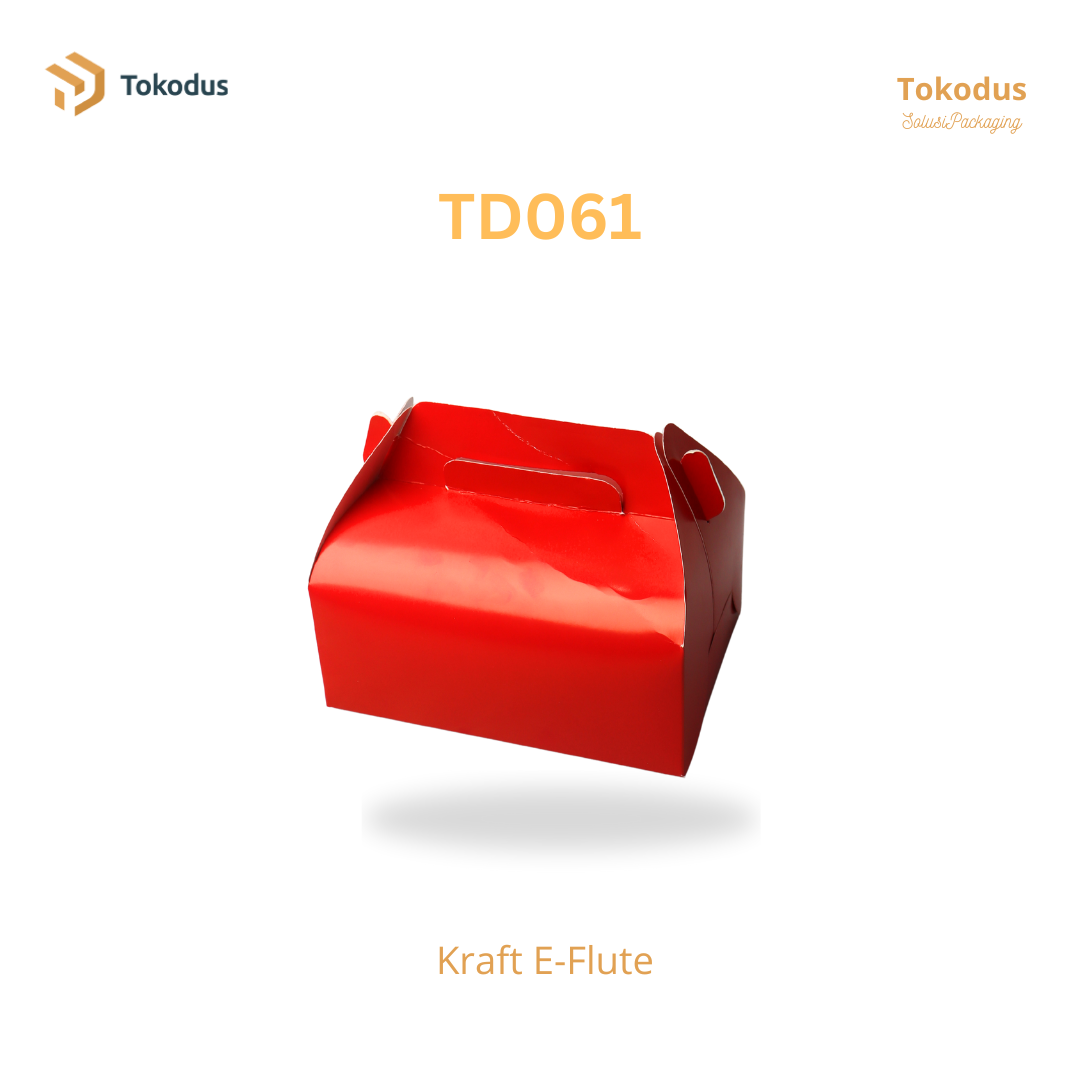 TD061 Kardus Box Gable 20x15x8 cm Warna Merah (Bisa Custom)