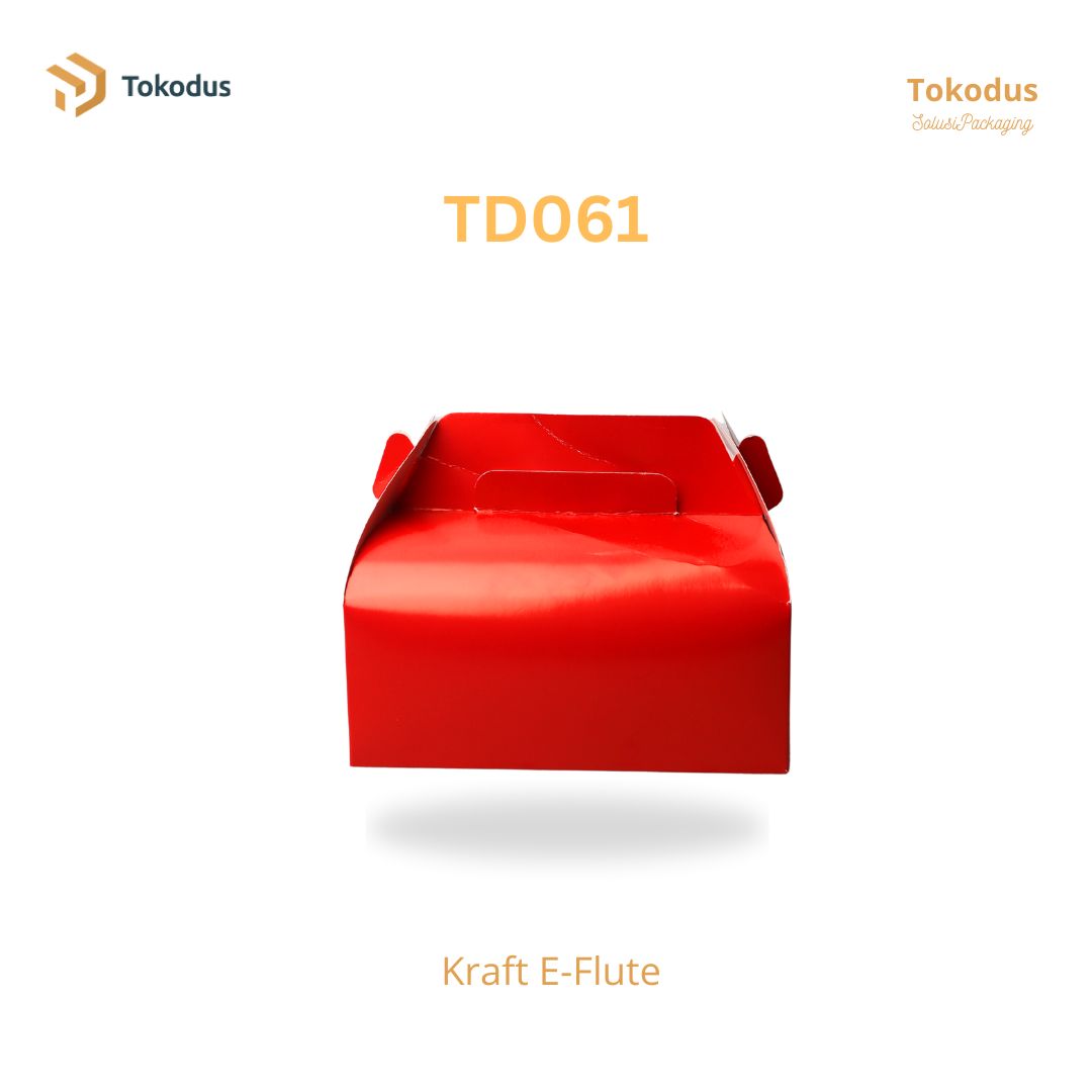 TD061 Kardus Box Gable 20x15x8 cm Warna Merah (Bisa Custom)