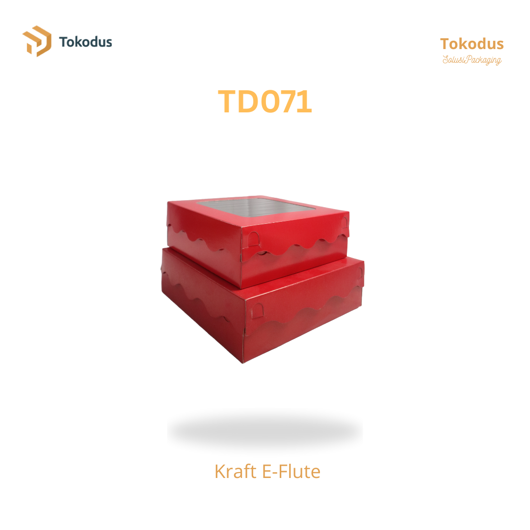 TD071 Kardus Kue Laminasi Kotak 22x22x7 cm Warna Merah (Bisa Custom)