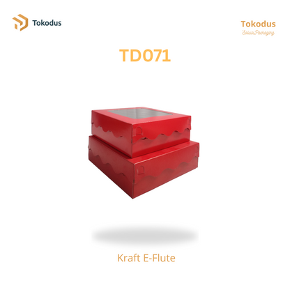 TD071 Kardus Kue Laminasi Kotak 22x22x7 cm Warna Merah (Bisa Custom)