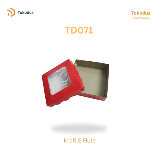 TD071 Kardus Kue Laminasi Kotak 22x22x7 cm Warna Merah (Bisa Custom)