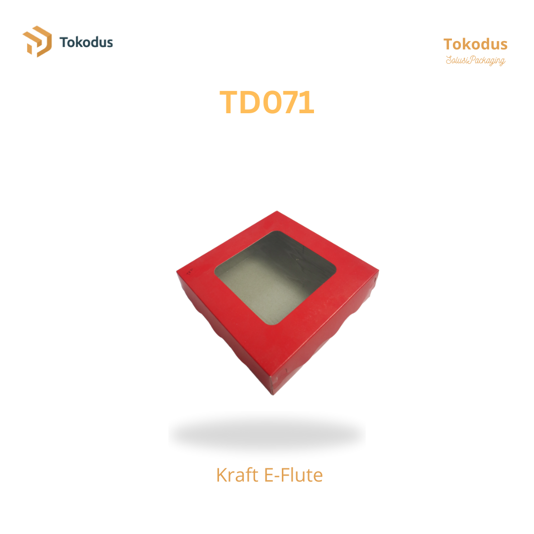 TD071 Kardus Kue Laminasi Kotak 22x22x7 cm Warna Merah (Bisa Custom)