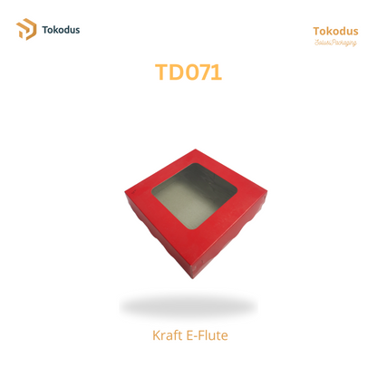 TD071 Kardus Kue Laminasi Kotak 22x22x7 cm Warna Merah (Bisa Custom)
