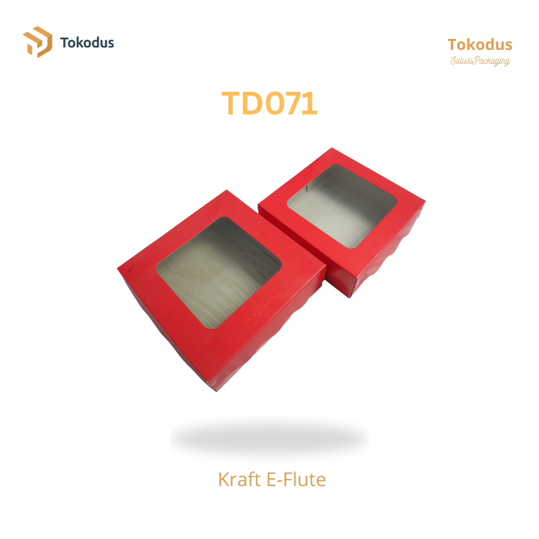 TD071 Kardus Kue Laminasi Kotak 22x22x7 cm Warna Merah (Bisa Custom)