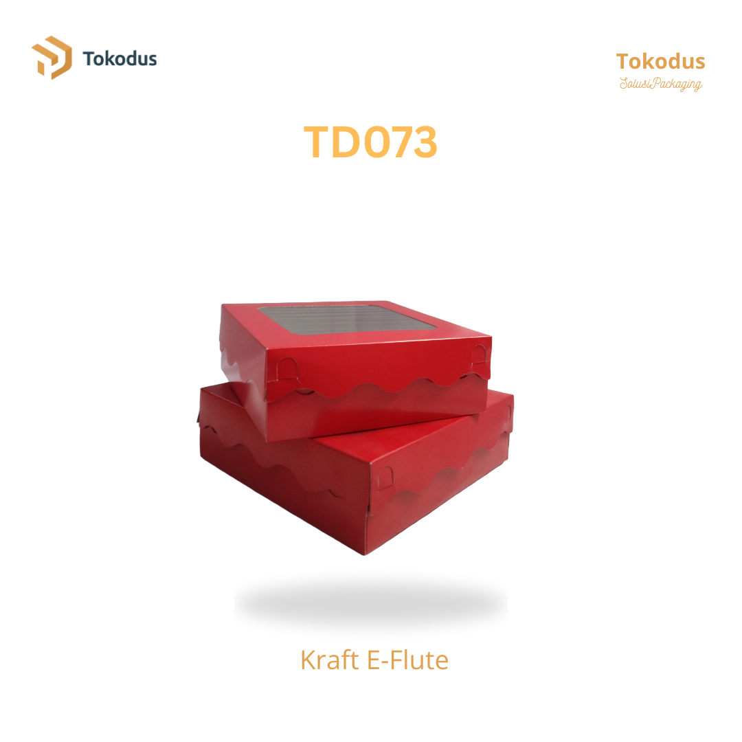 TD073 Kardus Kue Laminasi Kotak 20x20x7 cm Warna Merah (Bisa Custom)
