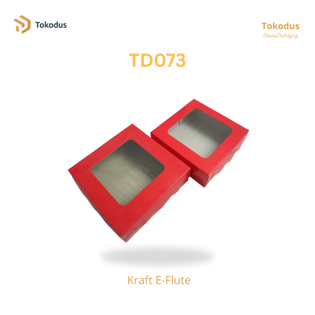 TD073 Kardus Kue Laminasi Kotak 20x20x7 cm Warna Merah (Bisa Custom)