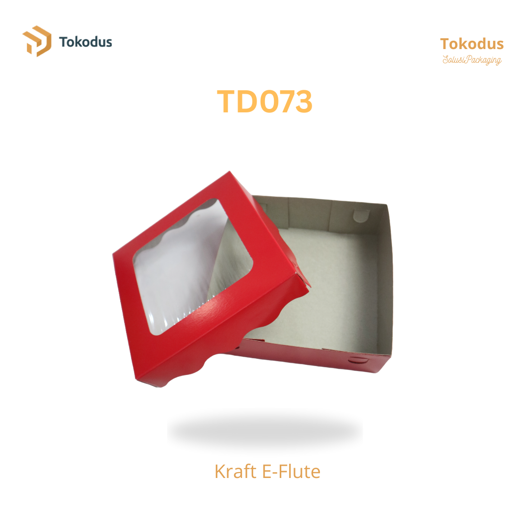 TD073 Kardus Kue Laminasi Kotak 20x20x7 cm Warna Merah (Bisa Custom)