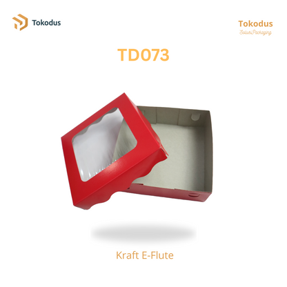 TD073 Kardus Kue Laminasi Kotak 20x20x7 cm Warna Merah (Bisa Custom)
